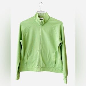 L.L. BEAN Jacket Womens Large Cotton Full Zipper Front Long Sleeve Green Warm Up